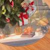 Christmas Tree Skirt 30" Plush Tree Skirt Christmas Tree Decorations for Farmhouse Xmas Holiday Home Party Decor Sunflowers Under The Windowsill view 3