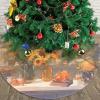 Christmas Tree Skirt 30" Plush Tree Skirt Christmas Tree Decorations for Farmhouse Xmas Holiday Home Party Decor Sunflowers Under The Windowsill view 4