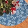 Christmas Tree Skirt 30" Plush Tree Skirt Christmas Tree Decorations for Farmhouse Xmas Holiday Home Party Decor Beautiful Roses On Blue Background view 3
