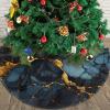 Christmas Tree Skirt 30" Plush Tree Skirt Christmas Tree Decorations for Farmhouse Xmas Holiday Home Party Decor Black Gold Marbled view 4