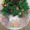 Christmas Tree Skirt 30" Plush Tree Skirt Christmas Tree Decorations for Farmhouse Xmas Holiday Home Party Decor Beautiful Rainbows and Unicorns view 4