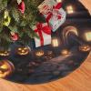 Christmas Tree Skirt 30" Plush Tree Skirt Christmas Tree Decorations for Farmhouse Xmas Holiday Home Party Decor Halloween Black Night view 3