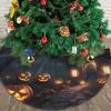 Christmas Tree Skirt 30" Plush Tree Skirt Christmas Tree Decorations for Farmhouse Xmas Holiday Home Party Decor Halloween Black Night view 4