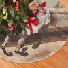 Christmas Tree Skirt 30" Plush Tree Skirt Christmas Tree Decorations for Farmhouse Xmas Holiday Home Party Decor Prancing White Horse view 3