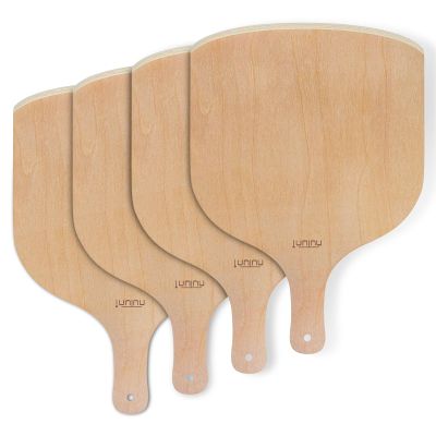 4 Pack Wooden Pizza Peel, 12 inch Premium Large Pizza Paddle with Wood Handle for Pizza Oven, Stone, Pan or Grill, Pizza Spatula for Baking Bread and Cake Indoor&Outdoor