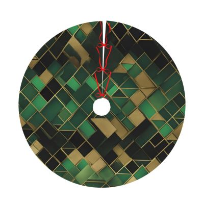 Christmas Tree Skirt 36" Plush Tree Skirt Christmas Tree Decorations for Farmhouse Xmas Holiday Home Party Decor Black and Green Plaid 2