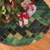 Christmas Tree Skirt 36" Plush Tree Skirt Christmas Tree Decorations for Farmhouse Xmas Holiday Home Party Decor Black and Green Plaid 2 view 3