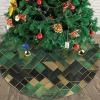 Christmas Tree Skirt 36" Plush Tree Skirt Christmas Tree Decorations for Farmhouse Xmas Holiday Home Party Decor Black and Green Plaid 2 view 4