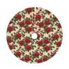 Christmas Tree Skirt 30" Plush Tree Skirt Christmas Tree Decorations for Farmhouse Xmas Holiday Home Party Decor Many Red Roses view 1