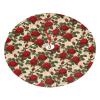 Christmas Tree Skirt 30" Plush Tree Skirt Christmas Tree Decorations for Farmhouse Xmas Holiday Home Party Decor Many Red Roses view 2