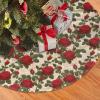 Christmas Tree Skirt 30" Plush Tree Skirt Christmas Tree Decorations for Farmhouse Xmas Holiday Home Party Decor Many Red Roses view 3