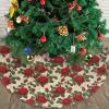 Christmas Tree Skirt 30" Plush Tree Skirt Christmas Tree Decorations for Farmhouse Xmas Holiday Home Party Decor Many Red Roses view 4