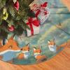 Christmas Tree Skirt 36" Plush Tree Skirt Christmas Tree Decorations for Farmhouse Xmas Holiday Home Party Decor Lots of Cute Foxes view 3