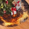 Christmas Tree Skirt 48" Plush Tree Skirt Christmas Tree Decorations for Farmhouse Xmas Holiday Home Party Decor Basketball On Fire and Water Flame Splashing view 3