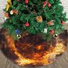 Christmas Tree Skirt 48" Plush Tree Skirt Christmas Tree Decorations for Farmhouse Xmas Holiday Home Party Decor Basketball On Fire and Water Flame Splashing view 4