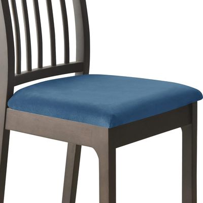 LUXRUB Velvet Plush Seat Covers for Dining Room Chairs, 2/4/6 PCS Soft Velvet Dining Chair Cover with Straps Washable Chair Seat Slipcovers Protectors Home Decor (Color : Blue, Size : 4)