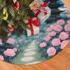 Christmas Tree Skirt 48" Plush Tree Skirt Christmas Tree Decorations for Farmhouse Xmas Holiday Home Party Decor Pretty Rose Garden view 3