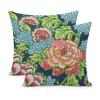 MangGou Chinoiserie Style Pillow Covers Set of 2 Honshu Peony Floral Cushion Cover 22x22in Red and Navy Asian Pillow Case Eurosham Accent Toss Pillowcase Rustic Decor for Couch Sofa Bed Car view 1