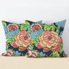 MangGou Chinoiserie Style Pillow Covers Set of 2 Honshu Peony Floral Cushion Cover 22x22in Red and Navy Asian Pillow Case Eurosham Accent Toss Pillowcase Rustic Decor for Couch Sofa Bed Car view 2