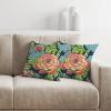 MangGou Chinoiserie Style Pillow Covers Set of 2 Honshu Peony Floral Cushion Cover 22x22in Red and Navy Asian Pillow Case Eurosham Accent Toss Pillowcase Rustic Decor for Couch Sofa Bed Car view 3