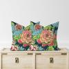 MangGou Chinoiserie Style Pillow Covers Set of 2 Honshu Peony Floral Cushion Cover 22x22in Red and Navy Asian Pillow Case Eurosham Accent Toss Pillowcase Rustic Decor for Couch Sofa Bed Car view 4