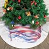 Christmas Tree Skirt 30" Plush Tree Skirt Christmas Tree Decorations for Farmhouse Xmas Holiday Home Party Decor American Flag view 4