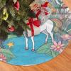 Christmas Tree Skirt 30" Plush Tree Skirt Christmas Tree Decorations for Farmhouse Xmas Holiday Home Party Decor Unicorns by The River view 3