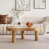 KWOKING Solid Wood Single Coffee Table 3 Legs Free-Form Special-Shaped Table White Cloud Pine Wood Coffee Table Sofa Table Small Side Tea Table Irregular Wooden Low Table Natural 24"L x 14"W x 16"H view 1