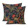 MangGou Chinoiserie Floral Pillow Case Navy Blue Burgundy Gold Throw Pillow Covers Set of 2 Asian Inspired Cushion Cover 22x22in Accent Pillowcase Decor for Bedroom Living Room Sofa view 1