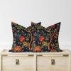 MangGou Chinoiserie Floral Pillow Case Navy Blue Burgundy Gold Throw Pillow Covers Set of 2 Asian Inspired Cushion Cover 22x22in Accent Pillowcase Decor for Bedroom Living Room Sofa view 4