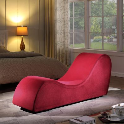 JUBILOOM Red Chaise Lounge Chair Indoor, Ergonomic Design with Removable Washable Velvet Cover, Metal Frame - 500 lbs Capacity for Meditation,Stretching Relaxation, Yoga Practice