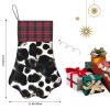 BrUgui Personalized Dog Christmas Stocking Vibrant Colors, Hanging Loop, Unique Paw Design - Perfect for Gift Bags Cow Fur Print view 3