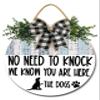 Sokomurg Dog Welcome Sign No Need to Knock We Know You're Here Door Sign Rustic Front Door Wreath for Dog Lovers Housewarming Gift Farmhouse Home Wall Art Decor 12" view 1