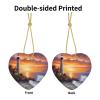 Christmas Tree Ceramic Hanging Round Christmas Ornament with Gold Ribbon Lighthouse at Sunset Ceramic Ornaments for Home Round Crafts Christmas Tree Decorations for Holiday view 4