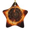 Christmas Tree Ceramic Hanging Pentangle Christmas Ornament with Gold Ribbon Dart Board Ceramic Ornaments for Home Star Shape Crafts Christmas Tree Decorations for Holiday view 1