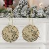 Christmas Tree Ceramic Hanging Round Christmas Ornament with Gold Ribbon Bird on Branch Ceramic Ornaments for Home Round Crafts Christmas Tree Decorations for Holiday view 1