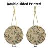 Christmas Tree Ceramic Hanging Round Christmas Ornament with Gold Ribbon Bird on Branch Ceramic Ornaments for Home Round Crafts Christmas Tree Decorations for Holiday view 4