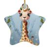 Christmas Tree Ceramic Hanging Pentangle Christmas Ornament with Gold Ribbon Cute Giraffe Flowers Ceramic Ornaments for Home Star Shape Crafts Christmas Tree Decorations for Holiday view 1