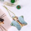 Christmas Tree Ceramic Hanging Pentangle Christmas Ornament with Gold Ribbon Cute Giraffe Flowers Ceramic Ornaments for Home Star Shape Crafts Christmas Tree Decorations for Holiday view 3