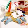Christmas Tree Ceramic Hanging Pentangle Christmas Ornament with Gold Ribbon Cute Giraffe Flowers Ceramic Ornaments for Home Star Shape Crafts Christmas Tree Decorations for Holiday view 4
