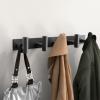 PMMASTO Coat Rack Wall Mounted, 5 "T Shaped Wall Hooks for Hanging, Heavy Duty Stainless Steel Coat Hook Rail for Hat Towel Robes in Bathroom Kitchen Mudroom Entryway (Black, 1 Pack) view 2