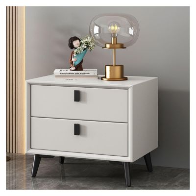 NOIRDA Modern Nightstand Small Bedside Table with 2 Storage Drawers, Wood End Table for Bedroom, Living Room, Black (Color : A, Size : 45x40x46cm)