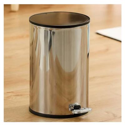 zktoermn Round Trash Can with Cover, Stainless Steel Foot-Type Trash Can Kitchens Trash Can 8/12L Holds Waste Suitable for Toilet and Living Room (Color : Silver, Size : 21.5x32.5cm)