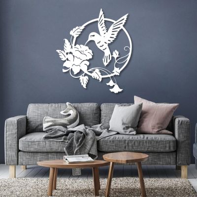Metal Wall Art, Metal Bird Wall Art, Hummingbird Metal Wall Art, Metal Bird Wall Decor, Metal Hummingbird Wall Decor, Hummingbird Metal Sign, Metal Wall Hanging, Home Decor (White, 24"x26"|60x67cm)