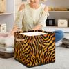 JXDXHCW 13x13 Inch Storage Basket Bin Retro Tiger Animal Skin Print Polyester Cloth Storage Cube Box Toys Clothes Towels Organizer for Kids Room Bedroom Shelves Pantry view 3