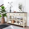 50" Retro Design Console Table Sofa Table with Three Drawers and Two Open Shelves, Solid Pine Wood Frame and Legs for Entryway, Hallway, Living Room. (Beige@1) view 3