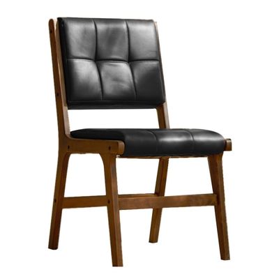 KITCISSL Desk Chair High Back Chair, Soft Dining Chair Modern Solid Wood Desk Chair no Arms, Home Office Desk Chairs Simple Leather Backrest Chairs for Restaurant Hotel Bedroom (Color : Black)