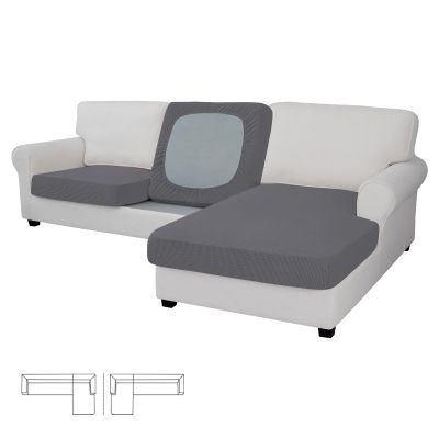 Easy-Going Stretch 3 Pieces Couch Cushion Covers for Sectional Sofa Left/Right L Shape Chaise Lounge Sofa Seat slipcover Anti-Slip Sofa Cover Soft (2 Seater + 1 Chaise, Grey)