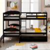 Hlcodca Twin Size L Shaped Bunk Bed with Trundle Bed Twin Over Twin Wood Bunk Bed Features 5 Twin Size Bed for Kids Teens, Wood Slat Support, No Box Spring Need (Espresso-01) view 3