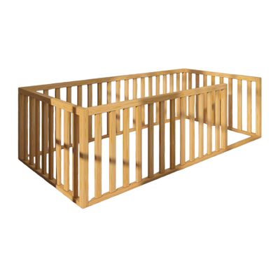 Montessori Floor Bed for Kids 39.4'' x 75.2'' Twin | Toodlers Floor Bed with Safety Guardrails | Pine Wood Baby Bed | Sturdy Wood Frame Bed for Girls and Boys (Twin, Height : 23.6 Inches)